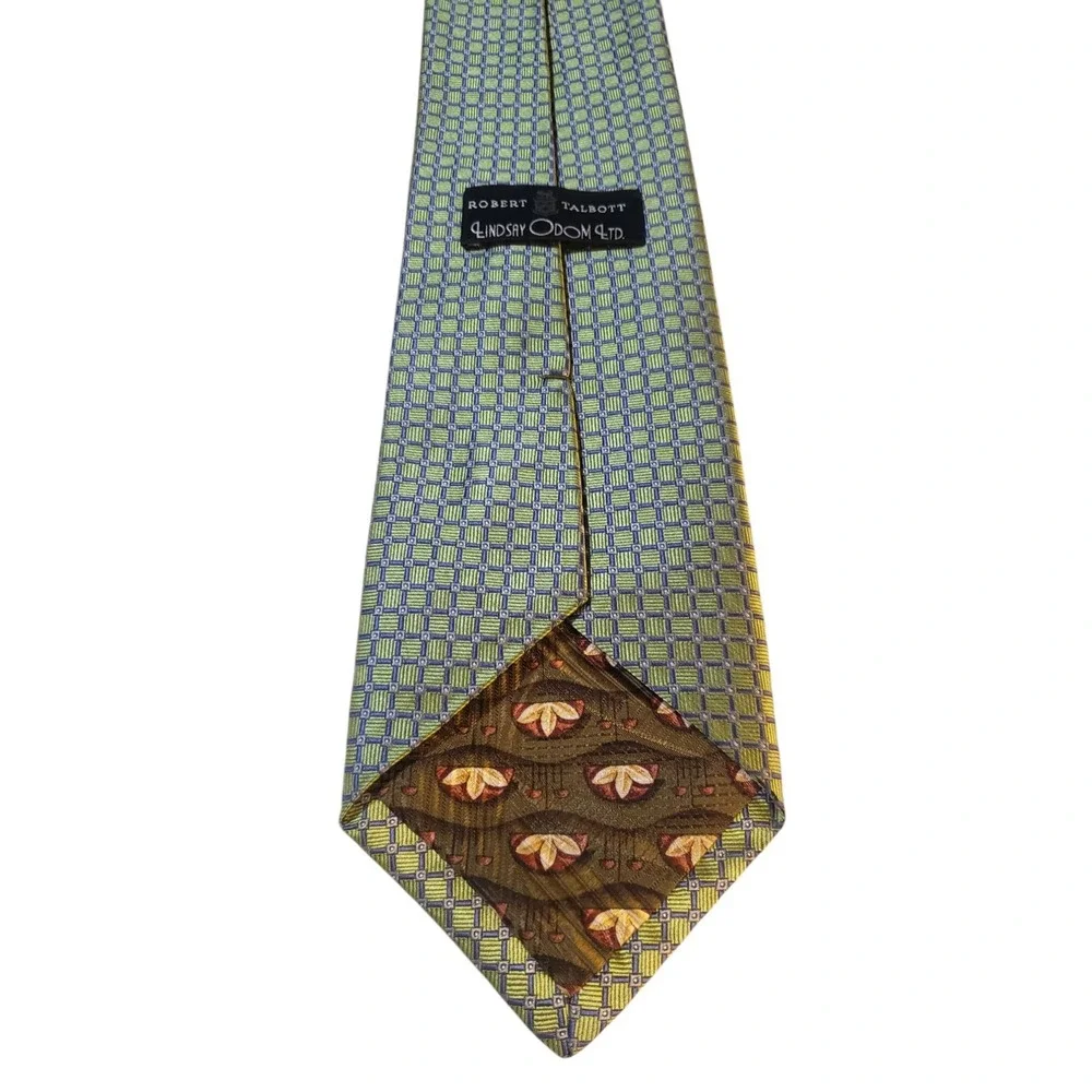 Robert Talbott by Lindsay Odom‎ Mens Tie Necktie Designer Green Blue Geometric